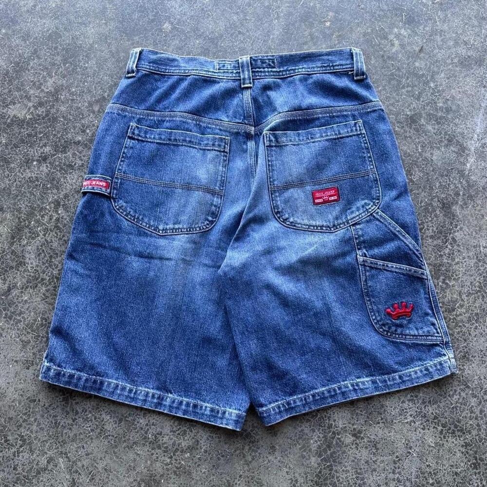Vintage Y2K 2000s JNCO Baggy Embroidered Denim Jorts shorts 34''